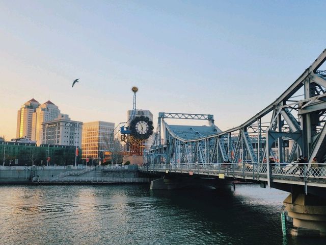 天津•海河，大光明橋，解放橋，世紀鐘，津灣廣場