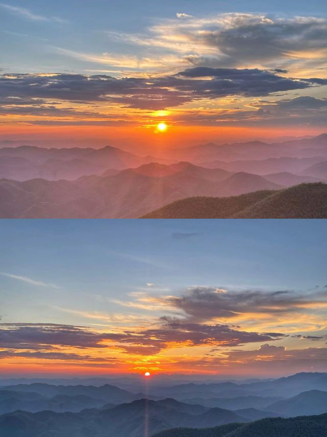 放假待不住 那就去爬山 看日出日落