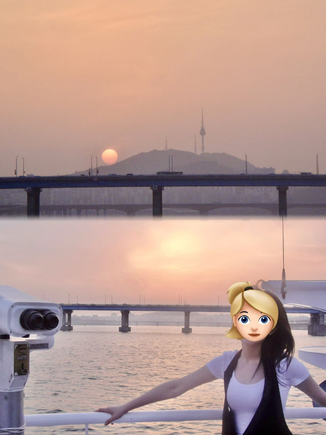 🇰🇷漢江遊覽船看春日晚霞夜景