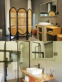 森林裡的泡泡屋和小木屋。