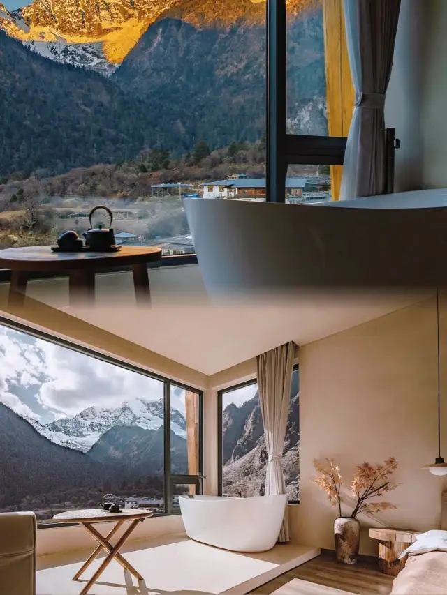 Exceptional views of Upper Yubeng—every window frames a snow-capped mountain.