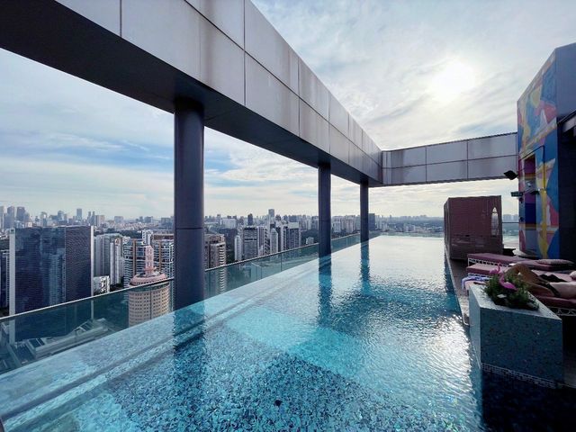 Infinity pool with city view