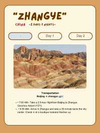 Zhangye itinerary for 2 days trip