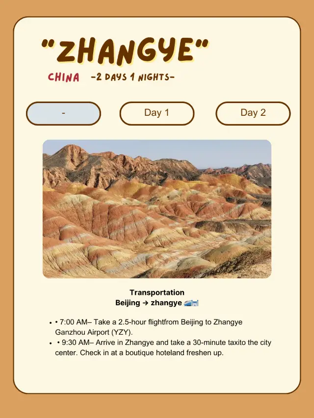 Zhangye itinerary for 2 days trip