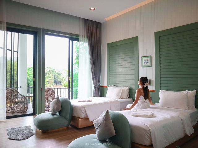 ที่พักที่มองเห็นวิวโค้งน้ำ กาญจนบุรี🌳✨