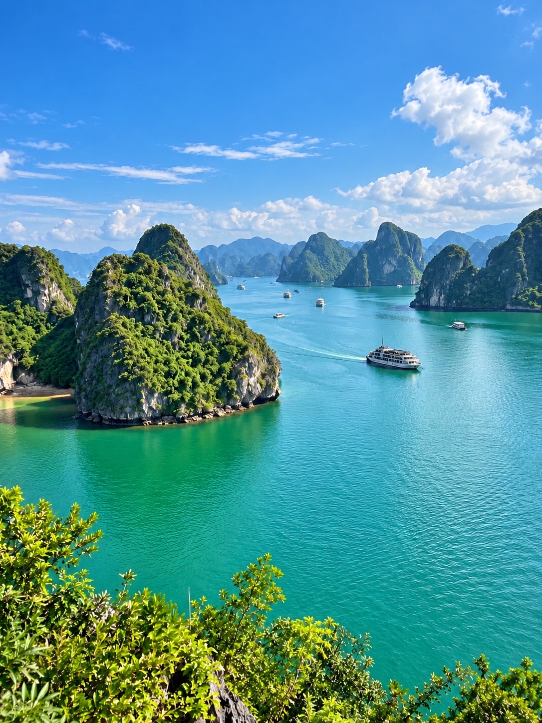 🇻🇳🩵 Teluk Ha Long — Keajaiban alam Quang Ninh, dengan laut zamrud dan pegunungan kapurnya.