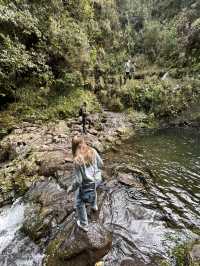 Crossing a waterfall 