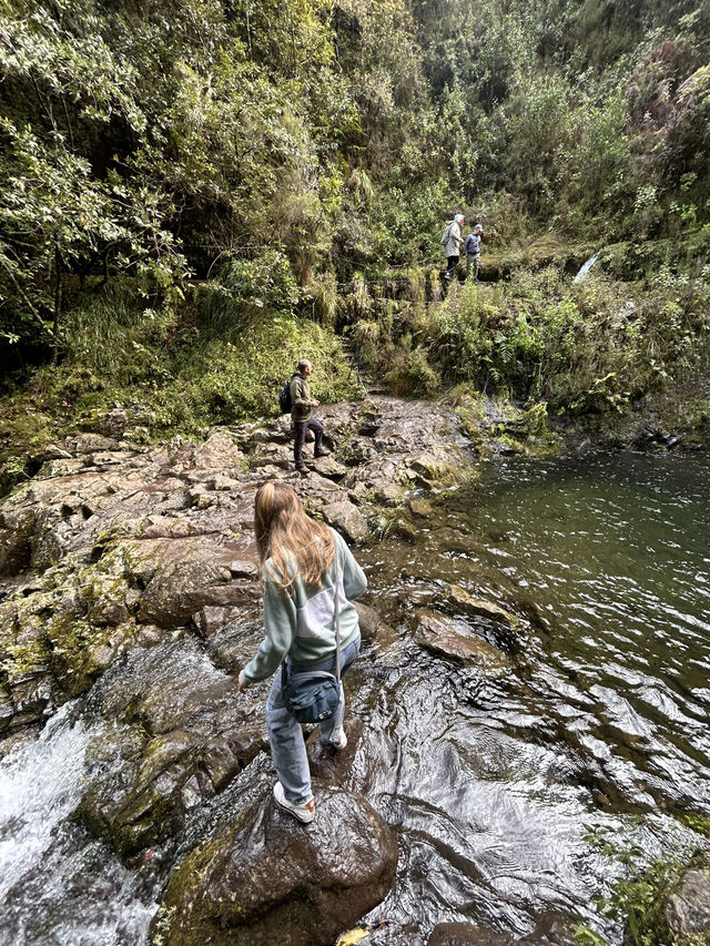 Crossing a waterfall 