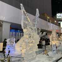 札幌　札幌観光　2023さっぽろ雪まつり　すすきの会場の氷像が芸術だった！