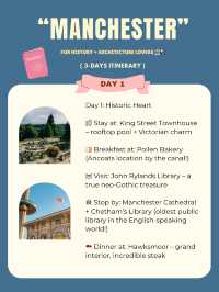 Manchester 3-days itinerary 🩵