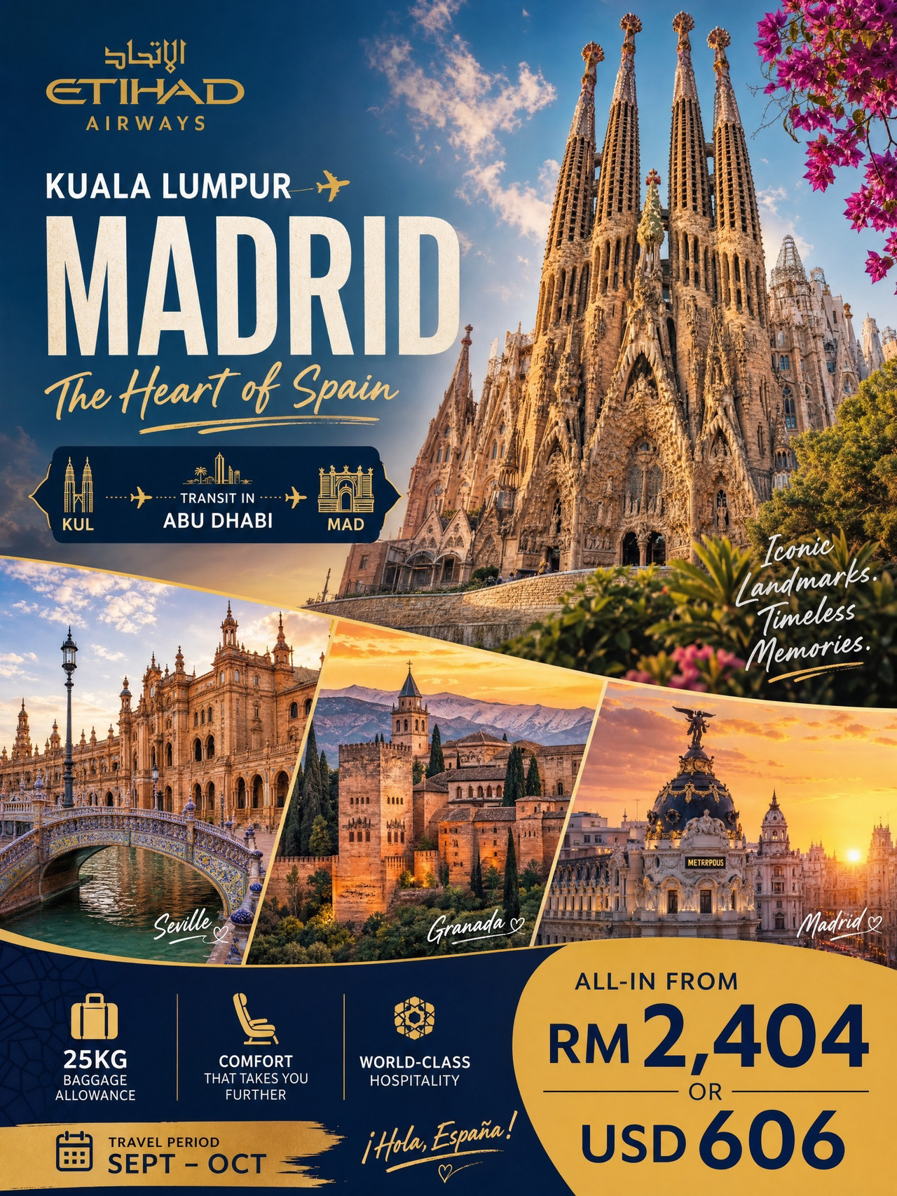 Ready for Madrid? RM2404 from KL by Etihad NOW 🤩