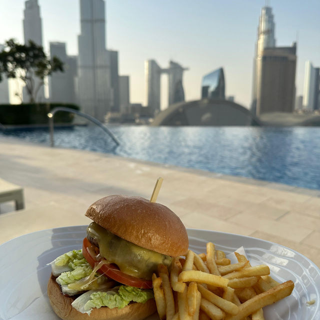 Infinity pool with Burj Khalifa view ❤️😍🗺️