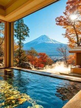 One of the life goals: Soak in a hot spring at the foot of Mount Fuji. 