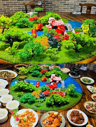 중국 고전 정원에서 아름다운 경치를 감상하며 맛있는 음식을 즐겨보세요!
