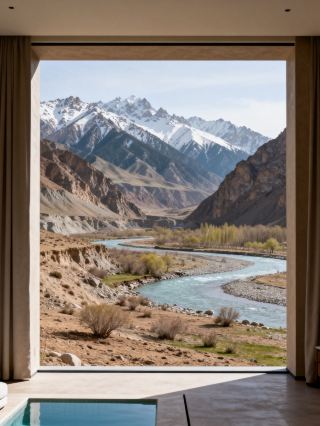 Perjalanan keluarga ke Yili di bulan Mei, menginap di hotel dengan pemandangan pegunungan bersalju dan danau, sungguh sangat menenangkan.