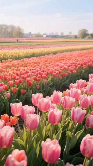 Netherlands Spring Exclusive! Tulip Fields Like a Colorful Oil Painting Folks, can you imagine being surrounded by vibrant tulip fields, as if stepping into a breathtaking colorful oil painting?