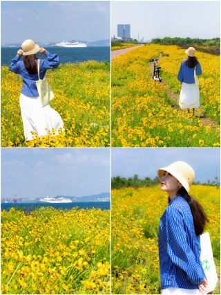 大連の初夏ロマン｜花畑と巨大船の組み合わせはまさに神業！
