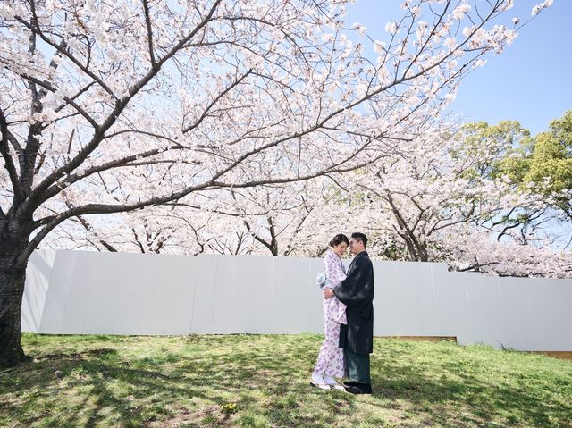 在福岡舞鶴公園拍攝櫻花🌸和服👘情侶照～