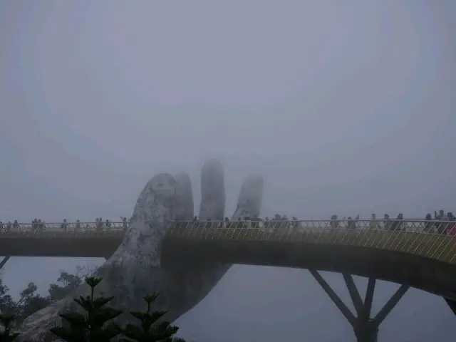 Fog, fun, all the time WOW face ; Golden Bridge at Bana Hills