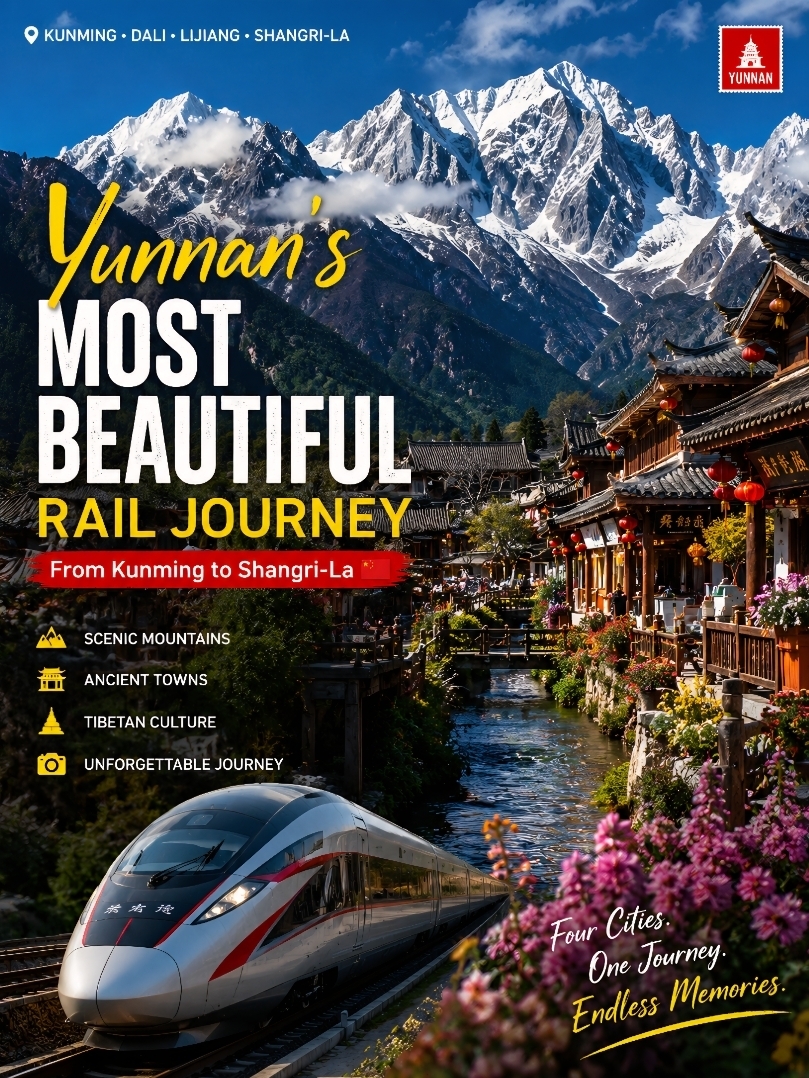 🇨🇳 Beijing? Shanghai? Think Again.

🚄 Discover China’s Most Beautiful Rail Journey: Kunming → Dali → Lijiang → Shangri-La

When people think about traveling to China, Beijing’s history and Shanghai’s modern skyline are usually the first things that come to mind.

But for me, one of the dream journeys I hope to experience someday is hidden in Yunnan Province:

Kunming → Dali → Lijiang → Shangri-La ✨

This is more than just a trip between four cities.

It is a journey where every train ride brings a new landscape, every destination reveals a different culture, and every stop feels like entering a completely different world.

· --

🌿 Stop 1: Kunming — The City of Eternal Spring

The journey begins in Kunming, known as the “Spring City” because of its pleasant weather throughout the year.

It is the perfect place to start exploring Yunnan, with its peaceful atmosphere and beautiful natural landscapes.

✨ Must-visit places:

📍 Stone Forest (Shilin)

· A UNESCO World Heritage Site
· A breathtaking natural wonder formed by thousands of unique limestone formations

📍 Green Lake Park

· A peaceful escape in the heart of the city

📍 Dianchi Lake

· A beautiful place to enjoy sunset views

📸 Photo Tip:
Visit Stone Forest in the morning when the light creates beautiful shadows across the stone formations.

🚄 Kunming → Dali
High-speed train: around 2–3 hours
(Second Class tickets approximately ¥109–155)

· --

🌊 Stop 2: Dali — Where Time Slows Down

Arriving in Dali feels like the journey starts moving at a slower pace.

Here, there is no need to rush. The beauty is found in quiet moments—walking beside the lake, exploring old streets, and enjoying the peaceful lifestyle.

✨ Must-visit places:

📍 Erhai Lake

· The symbol of Dali
· Perfect for cycling, walking, and enjoying the beautiful scenery

📍 Dali Ancient Town

· Charming old streets with traditional architecture and local culture

📍 Three Pagodas

· One of Dali’s most iconic historical landmarks

📸 Photo Tip:
The sunset by Erhai Lake is one of the most unforgettable moments of this journey.

🚄 Dali → Lijiang
High-speed train: around 1.5–2 hours
(Second Class tickets approximately ¥80)

· --

🏮 Stop 3: Lijiang — A Walk Through History

When you arrive in Lijiang, it feels like stepping into a different era.

The ancient streets, traditional wooden houses, and peaceful canals create a magical atmosphere that feels almost like a movie scene.

✨ Must-visit places:

📍 Lijiang Old Town

· A UNESCO World Heritage Site
· Famous for its ancient streets, waterways, and traditional architecture

📍 Jade Dragon Snow Mountain

· A spectacular snow-capped mountain reaching 5,596 meters
· Visitors can take a cable car to experience the high-altitude scenery

📍 Blue Moon Valley

· Famous for its turquoise water and stunning mountain backdrop

📸 Photo Tip:
Visit Blue Moon Valley on a sunny morning when the water looks its most vibrant.

· --

🏔️ Stop 4: Shangri-La — A Journey Into Another World

The final chapter of this journey is Shangri-La.

Since the Lijiang–Shangri-La Railway opened in November 2023, traveling between these two destinations has become much easier.

🚄 Lijiang → Shangri-La

· High-speed train: around 1–1.5 hours
· Second Class tickets approximately ¥56–70

The train journey itself is an experience, with mountains, valleys, and breathtaking landscapes changing outside your window.

✨ Must-visit places:

📍 Songzanlin Monastery

· The largest Tibetan Buddhist monastery in Yunnan

📍 Dukezong Ancient Town

· A historic Tibetan town with centuries of culture and tradition

📍 Pudacuo National Park

· A beautiful natural area with lakes, forests, and mountain scenery

· --

✨ Why Choose This Route?

Because in one unforgettable journey, you can experience:

🌿 A city with perfect weather
🌊 A peaceful lakeside escape
🏮 A UNESCO ancient town
🏔️ Snow-covered mountains
🙏 Tibetan culture and traditions

One of the biggest advantages of this route is the convenient high-speed railway connection, making it possible to explore some of Yunnan’s most beautiful destinations comfortably.

· --

📅 Recommended Itinerary (8 Days)

Day 1–2: Kunming
Day 3–4: Dali
Day 5–6: Lijiang
Day 7–8: Shangri-La

🌸 Best Time to Visit

✅ March – May
Beautiful weather and spring scenery

✅ September – November
Clear skies and the best conditions for photography

· --

💡 Travel Tips

· Shangri-La is located above 3,200 meters, so take it easy when you first arrive and allow your body to adjust.
· Bring a light jacket because mornings and evenings can feel cold even during warmer seasons.
· Book train tickets early during holidays and peak travel periods.

· --

Some journeys introduce you to new places.

But Kunming → Dali → Lijiang → Shangri-La is different.

It feels like a moving postcard, where every train ride changes the scenery and every destination tells a new story.

One day, I hope to sit on that train from Kunming, watch the sunset beside Erhai Lake, walk through the ancient streets of Lijiang, and finally wake up surrounded by the mountains of Shangri-La.

Until then, this beautiful route remains one of the dream journeys on my travel bucket list. ✨

💬 If you could visit Yunnan, which city would you choose first — Kunming, Dali, Lijiang, or Shangri-La?

#yunnan 
#chinatravel 
#kunming 
#dali 
#lijiang
#shangrila 
#chinarailway
#highspeedrail
#trainjourney
#dreamdestination 
#travelguide
#tripmoments
#tripcom 
#chinatravel 
#travelchina 