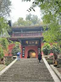 Awe-inspiring Buddha statue. The Leshan Giant Buddha is a 71-metre tall stone statue