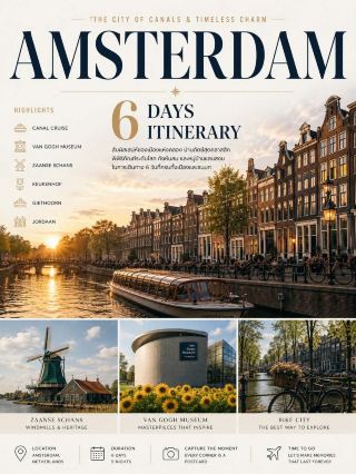 แพลนเที่ยว Amsterdam 6 วัน (เน้นเที่ยวสบาย ไม่รีบ เก็บทั้งเมืองและเที่ยวรอบนอก)