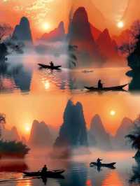 日落晚霞，秀麗山河，桂林真係一個浪漫嘅地方