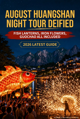August night tours in Huangshan are legendary! Fish lanterns, iron flower shows, and national trend events all included!