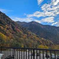 Fall foliage viewing in Late October at Kurobe Dam