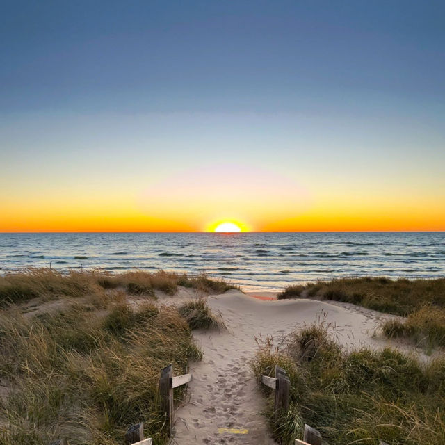 Golden Goodbye: Sunset Dreams on Lake Michigan