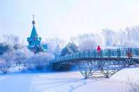 哈爾濱雪後的伏爾加莊園是童話的城堡
