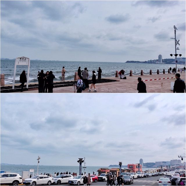煙台濱海廣場觀賞秋天的大海。