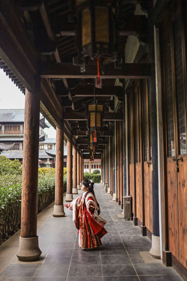 上海市區的真如寺銀杏葉落滿地啦