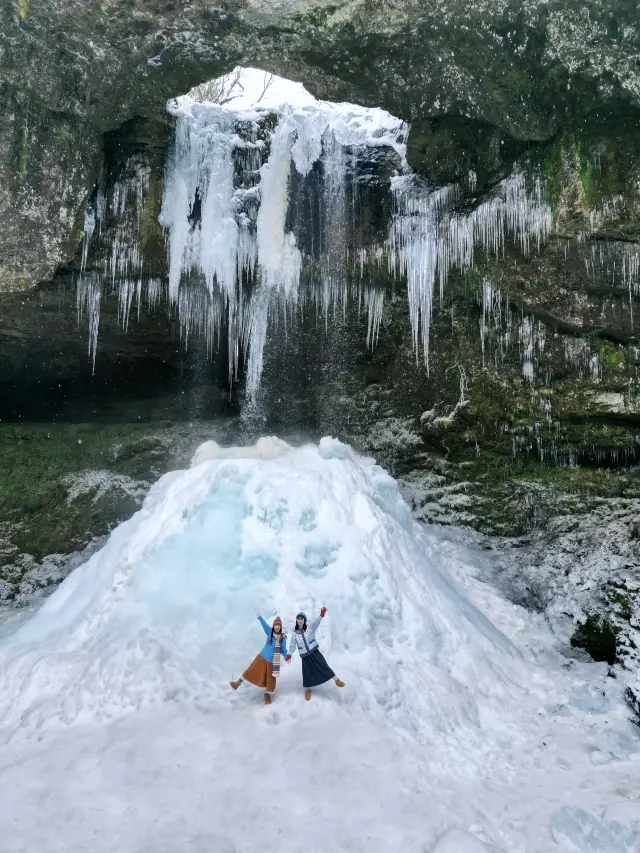 Drive 2.5 hours from Chengdu to find a stunning blue ice waterfall
