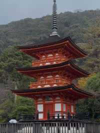 First Snowfall at Kiyomizudera: A Magical Winter Scene with Rainbow and Sunset