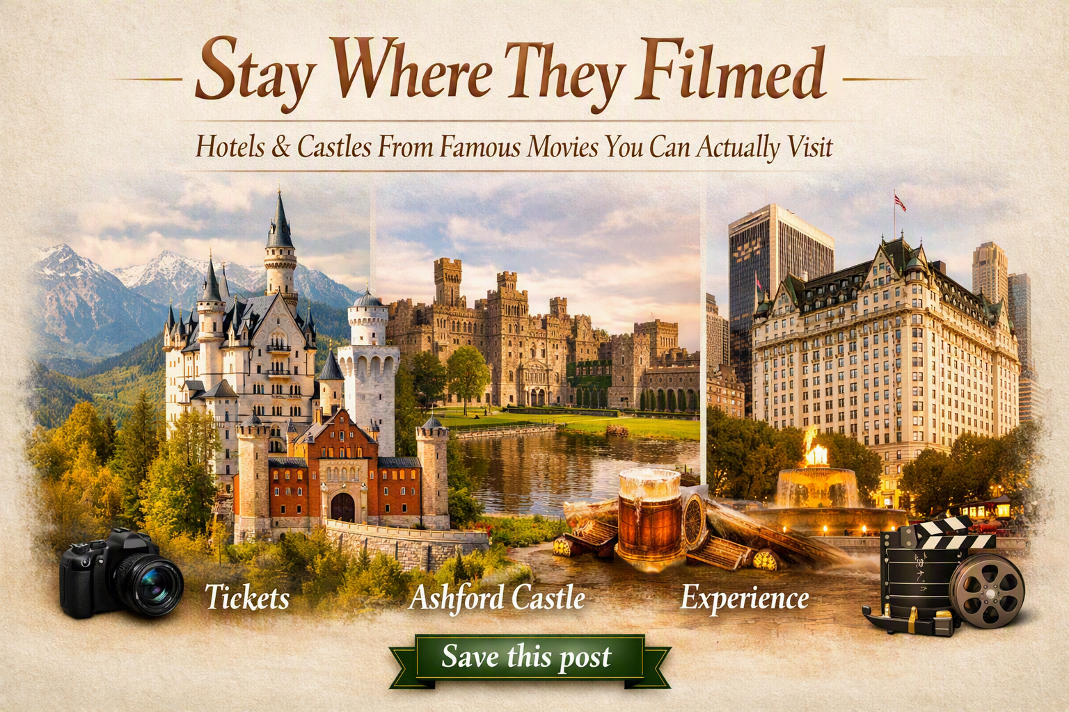 🏨 STAY WHERE THEY FILMED — Hotels & Castles From Famous Movies You Can Actually Visit 🎬✨