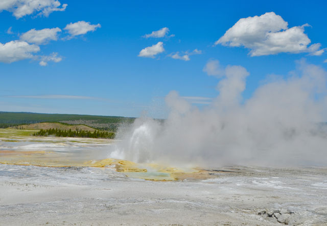 Check-in at the natural wonder of the world - Yellowstone's Thumb Geyser.