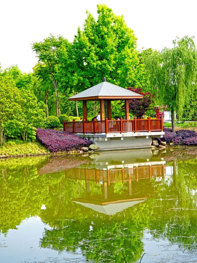 小眾偏僻的華夏公園也有優勢，人少景靚，還有座“浦東獐園”