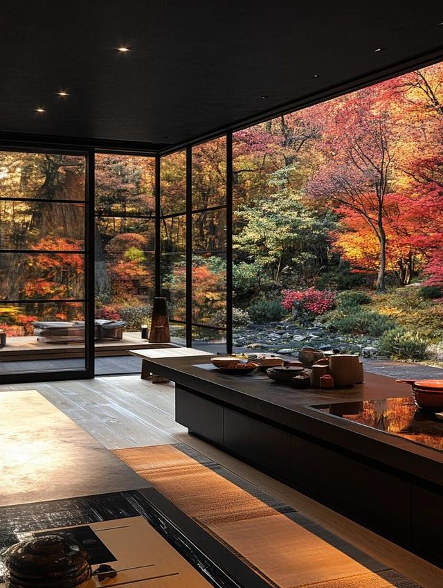 京都的虹夕諾雅，窗外是紅葉，窗內是人間。