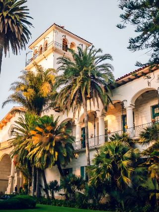 Spanish-Style Coastal Town on California's Coast