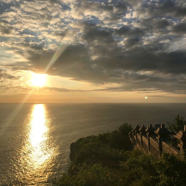 Beautiful temple overlooking deep blue sea