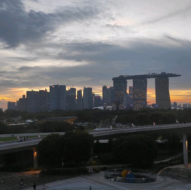 Watching sunset at Marina Barrage