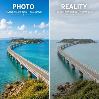 Tsunoshima Bridge: Turquoise Photo vs Reality 🌊