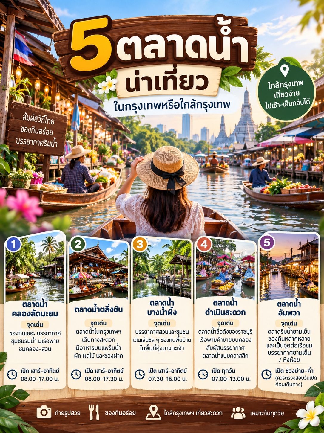 🛶 5 ตลาดน้ำน่าเที่ยว กรุงเทพฯ & ใกล้กรุงเทพฯ
