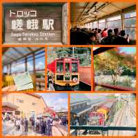 京都嵐山小火車，秋色美不勝收