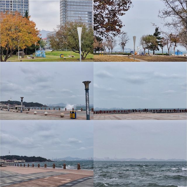 煙台濱海廣場觀賞秋天的大海。