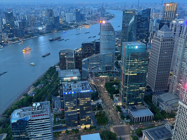 The view from the Oriental Pearl Radio & Television Tower 🏙️🗼🌊 The view from the Oriental Pearl Radio & Television Tower 🏙️🗼🌊