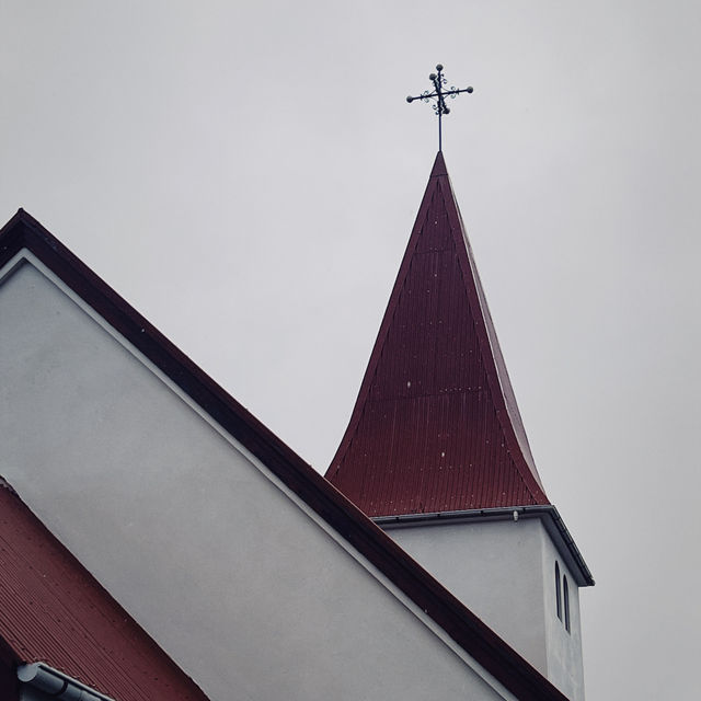 Diamond Beach with Red Church