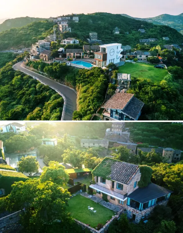 A luxury stone house homestay with a sea view and sunset. 