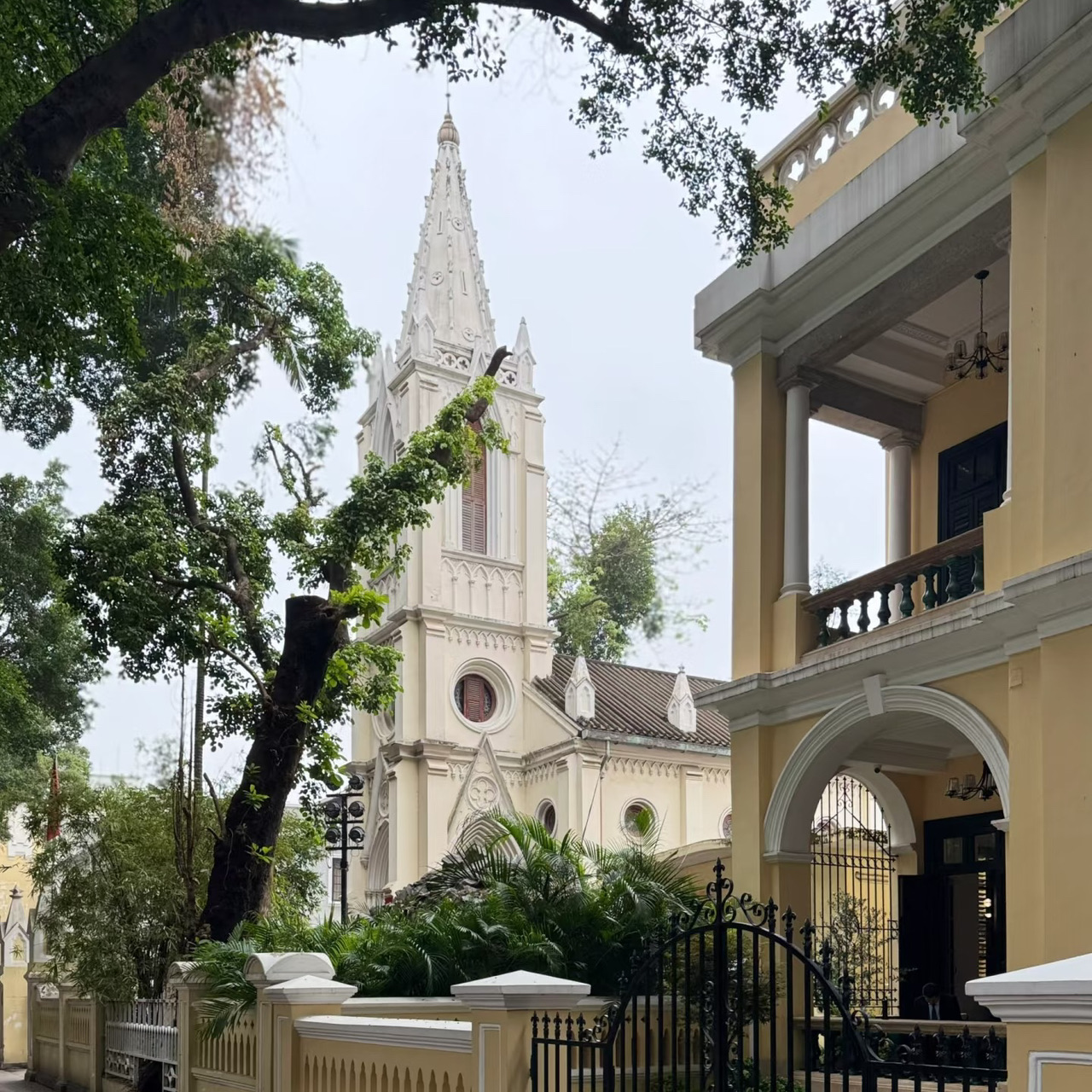 #Guangzhou Itinerary
I thought the cloudy weather would spoil the fun, but I didn’t expect that Shamian, shrouded in clouds and mist, actually has another kind of moving charm! There were lightning and thunder a few days ago. It was lucky to catch the cloudy but not rainy day.

Walking through the area, you will see European-style buildings and ancient trees complementing each other. The Baroque carved arches, dome-shaped spires, every brick and tile carries stories of the past; and the towering ancient trees have intricate roots, bark covered with old wrinkles, and branches stretching towards the sky like strong arms, adding a sense of vastness and depth to the neighborhood. The breeze blew, and the leaves rustled, which made the scene even more pleasant than a sunny day.

I can't help but picture the sunshine in my mind - the golden light shines through the branches and leaves, casting mottled shadows on the walls and stone roads. The flow of light and shadow must be beautiful like a dream. But at this moment, Shamian on a cloudy day lacks the warmth of the scorching sun and is more reserved and meaningful. Walking through it is like flipping through a thick history album, and every page is worth savoring.

No matter it is sunny or rainy, Shamian can always capture people's hearts with its unique posture. This is probably the most touching romance of the old city!

#Romance of the Old Town #Century-old Buildings #City Wanderer #Guangzhou #Shamian #Ancient Trees #Historical and Cultural District